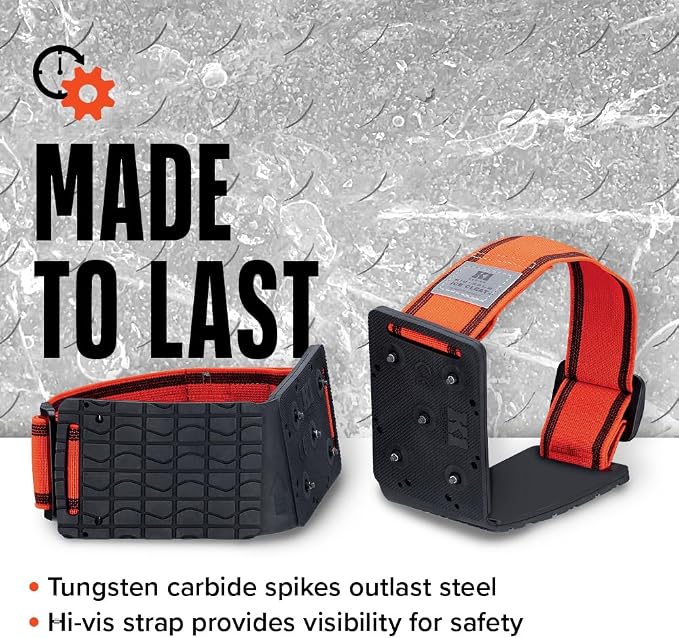 K1 Mid-Sole Ice Cleats - Rotatable Traction Aids For Flat Shoes - Indoor/Outdoor, Climbing, Driving - Slim Profile - Orange