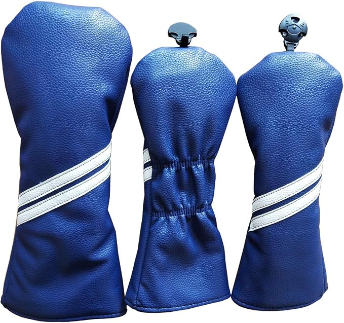 3pcs Navy Blue Golf Wood Club Headcovers 135 for Driver Fairway Wood Golf Head Covers Set