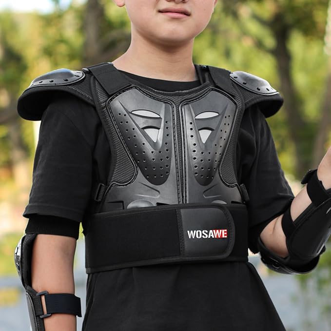WOSAWE Kids Balance Bike Cycling Body Armour Vest Snowboarding Training Bicycle Chest Spine Protector, Large