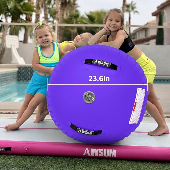 AWSUM Gymnastics Barrel Tumbling Equipment Air Roller Training Inflatable Back Handspring Trainer for Octagon Tumble Mat Gym Cheerleading Home Use 1 PCS，No Electric Pump