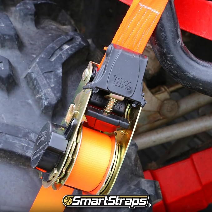 SMARTSTRAPS 10’ Retractable Ratchet Straps, 2 Pack – 3,000lb Break Strength, 1,000lb Safe Work Load — Haul Motorcycles, Boats, and Appliances with Patented Technology Heavy Duty Ratchet Straps