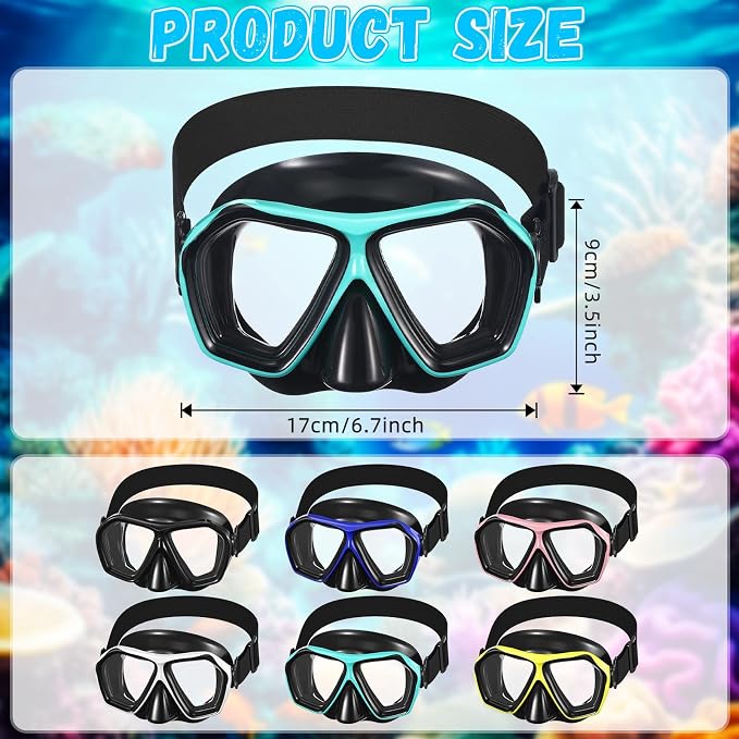 Fabbay 6 Pcs Adult Youth Swim Goggles with Nose Cover Elastic Strap Anti Fog Waterproof Snorkel Wide View Diving Swim Mask