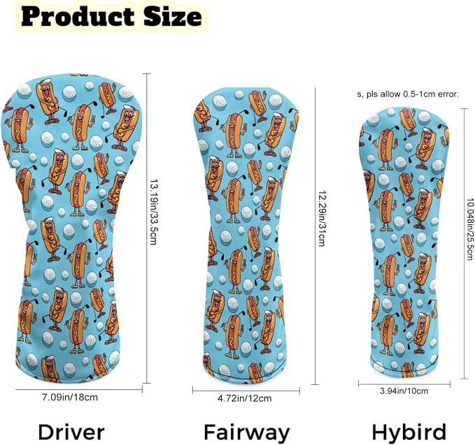 Rnyleeg Golf Club Head Covers for Women Driver Head Cover Leather Fairway Wood Headcover Hybrid Headcovers for Golf Clubs