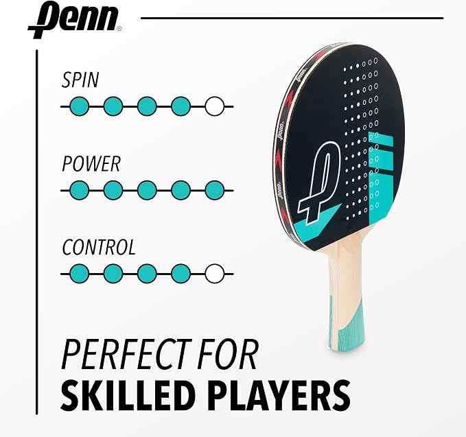 Penn 4-Player Ping Pong Paddle Set - 4 5.0 Paddles, 6 3-Star Balls, 2 Storage Pouches - Pro-Grade Rubber for Spin & Power on Table Tennis Rackets - Ergo Handle for Grip Comfort in Ping Pong Play