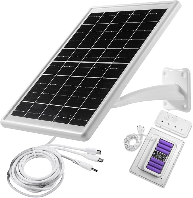 Solar Panel for Device DC 5V Type-C Micro USB DC Port builit in 12000mAh Battery for Cameras Also with 9.8ft Charging Cable IP65 Waterproof