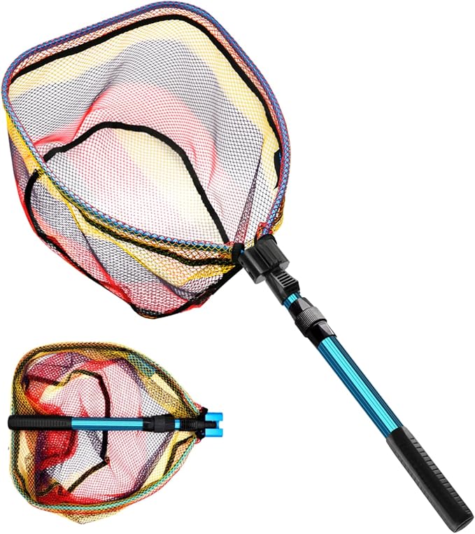 SANLIKE Collapsible Telescopic Fishing Net Rubber Coated Fresh/Salt Water