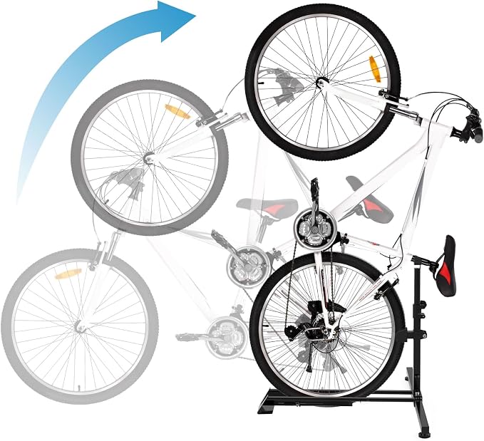 Bike Stand,Vertical Bike Rack Bicycle Floor Stand for Garage Storage, Indoor ,Outdoor and Apartment Space-Saving Rack with Adjustable Upright Design