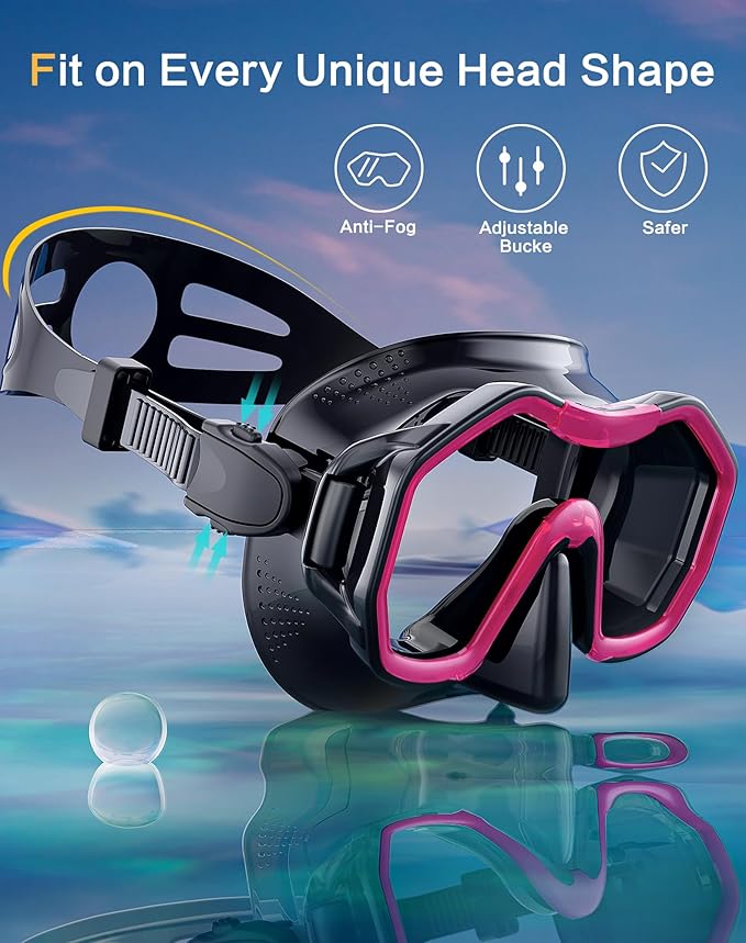 Snorkeling Gear for Adults Kids, Dry-Top Snorkel Set, 180°Panoramic Wide View Diving Mask Breathing Freely Snorkel Mask for Snorkeling Scuba Diving Swimming Travel