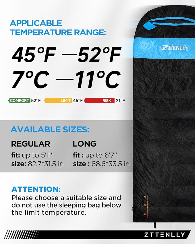 Ultimate 4-Season Down Sleeping Bag for Adults - Lightweight & Compact, 550/600 FP, 0°F to 30°F for Backpacking, Camping & Hiking