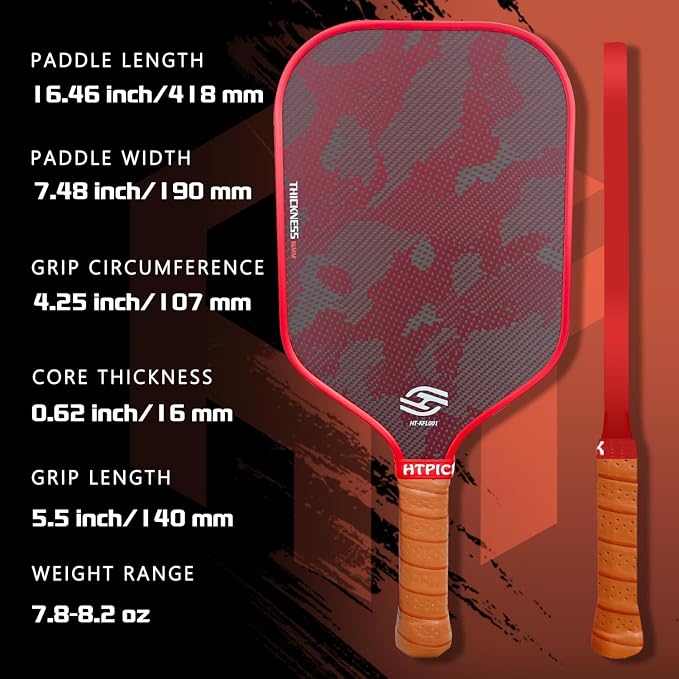 Pickleball Paddles, Professional Carbon Fiber Pickleball Paddle for High Spin & Powerful Shots with Honeycomb Core Pickleball Racket for Indoor Outdoor Play