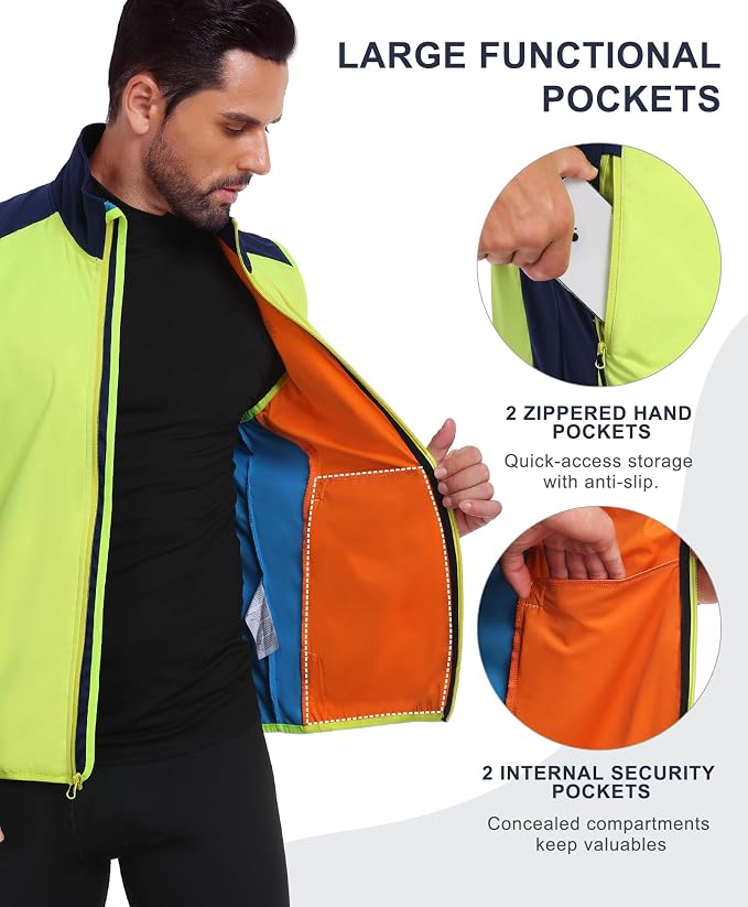 Little Donkey Andy Men's Water-resistant Outerwear Vests, Stretch Windproof Vest for Cycling, Running, Golf