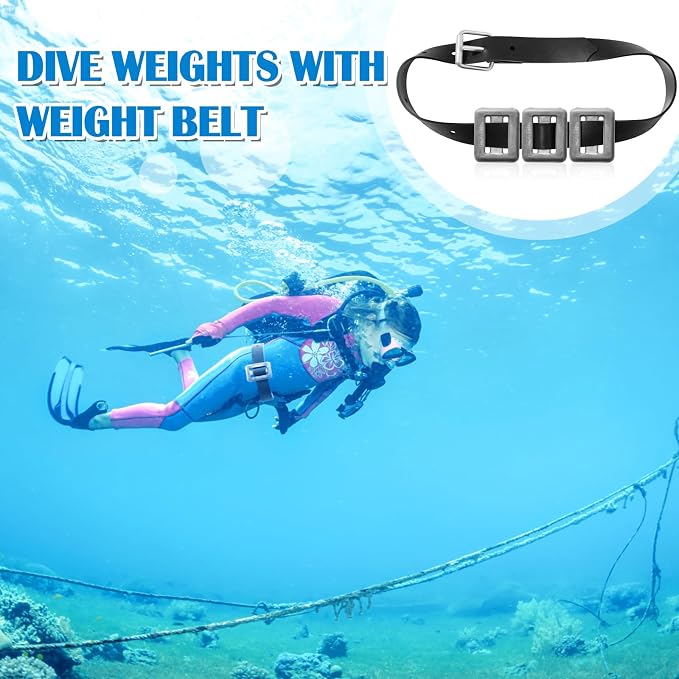 Shimeyao 4 Pcs 2.2 lb Dive Weights Rubber Belt for Scuba Diving Weight Belt with Metal Buckle Scuba Metal Block for Summer Freediving Spearfishing Underwater Operations