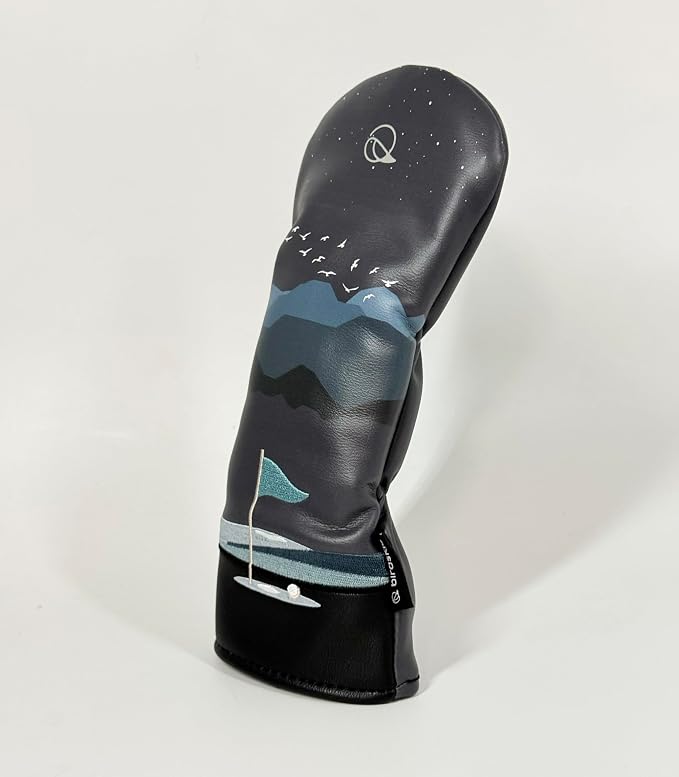 Golf Headcover for Hybrids and Fairway Woods Premium Leather Head Cover. Digitally Printed and Embroidered Design.