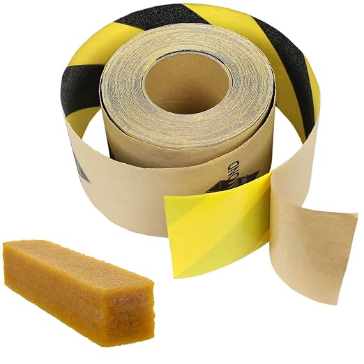 Black Diamond Self Adhesive Grip Tape - Anti Slip Traction Tape - Non Skid Tape - Anti Slip Tape Grippy Strips for Stairs, Ramps, Boat Grip 5" x 20' Caution with Cleaning Stick