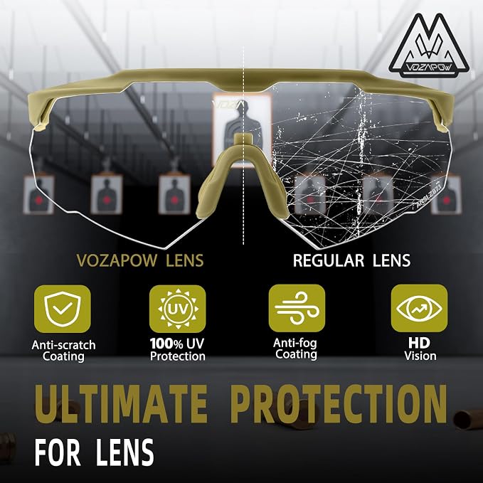 Shooting Glasses Anti Fog with High Definition Lenses, ANSI Z87+ Certified Tactical Safety Glasses for Men Women