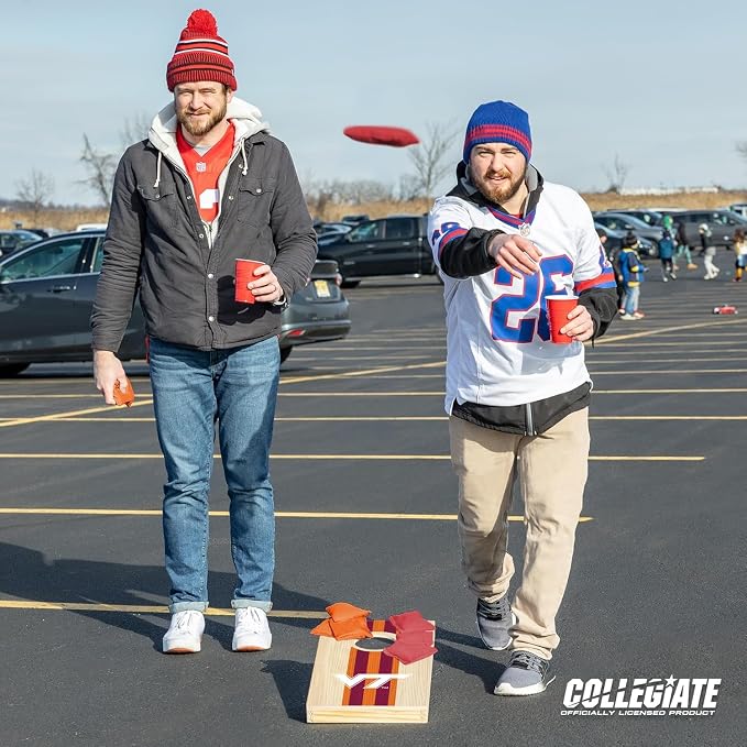 Wild Sports College Portable Size 1' x 2' Solid Wood Cornhole Set with Direct Print HD Team Graphics – Travel Size