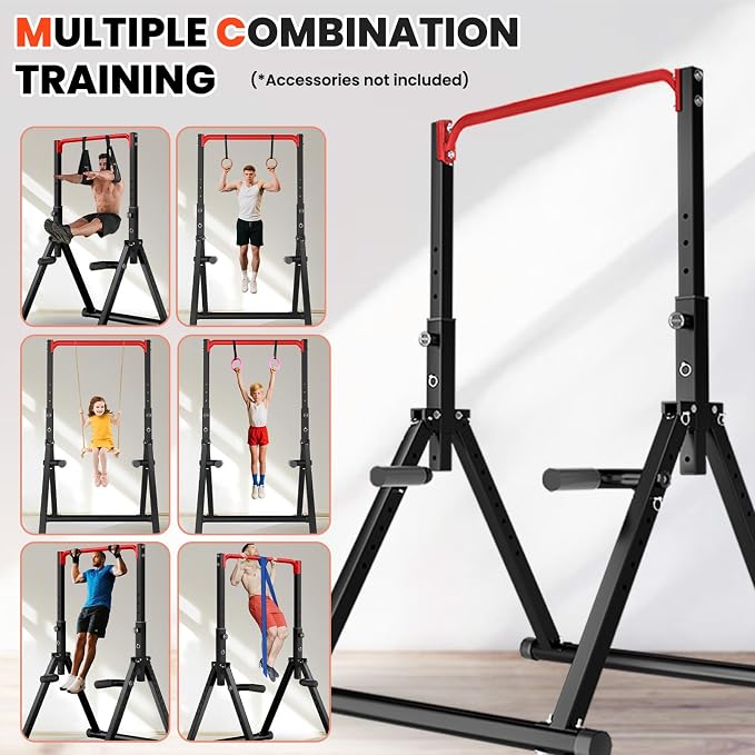 DOBESTS Power Tower Pull Up Bar Free Standing, Adjustable Foldable Pull Up Station, Home Gym Strength Training Equipment 700LBS