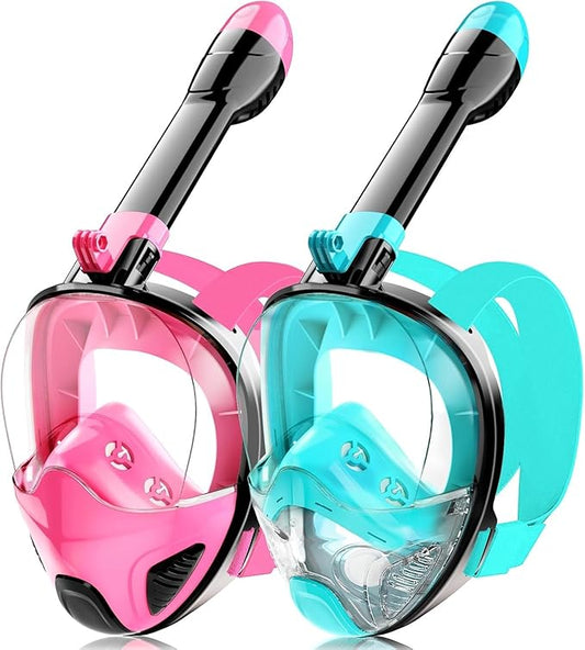 Full Face Snorkel Mask for Adults Teen, Snorkeling Gear with Detachable Camera Mount, Panoramic 180° View, Anti-Fog Anti-Leak Snorkling Set for Man and Women