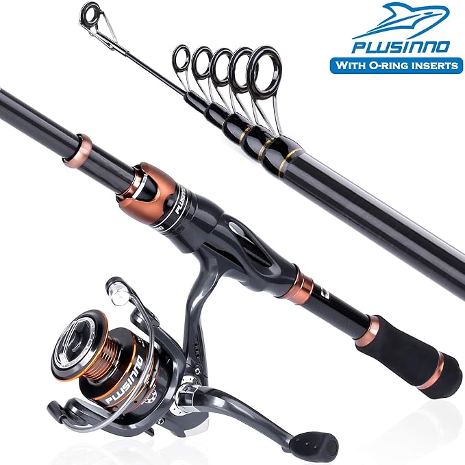 PLUSINNO Telescopic Fishing Rod and Reel Combo(1.8M 5.91FT),Fishing Net Fish Landing Net, Durable Nylon Material Mesh, Safe Fish Catching or Releasing