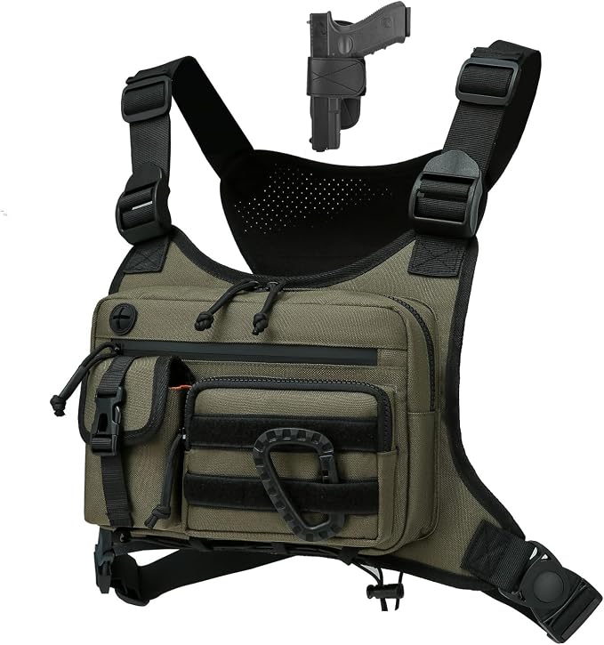 Muserise Outdoor Chest Bag For Men and Women, Tactical Vest For Running, Cycling, EDC Chest Pack Rig For Sports and Workouts