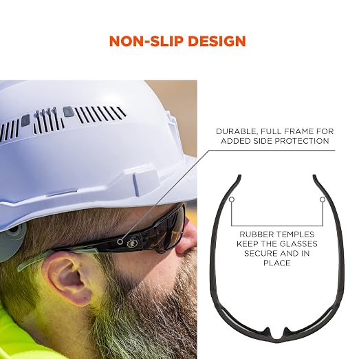 Ergodyne Skullerz THOR Anti Scratch Safety Glasses, Anti-Fog, ANSI z87.1