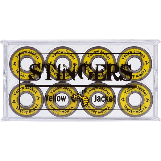 Yellow Jacket Premium Skateboard Bearings, Pro Longboard Bearings, 608, ABEC 11, Yellow Jacket (Pack of 8)