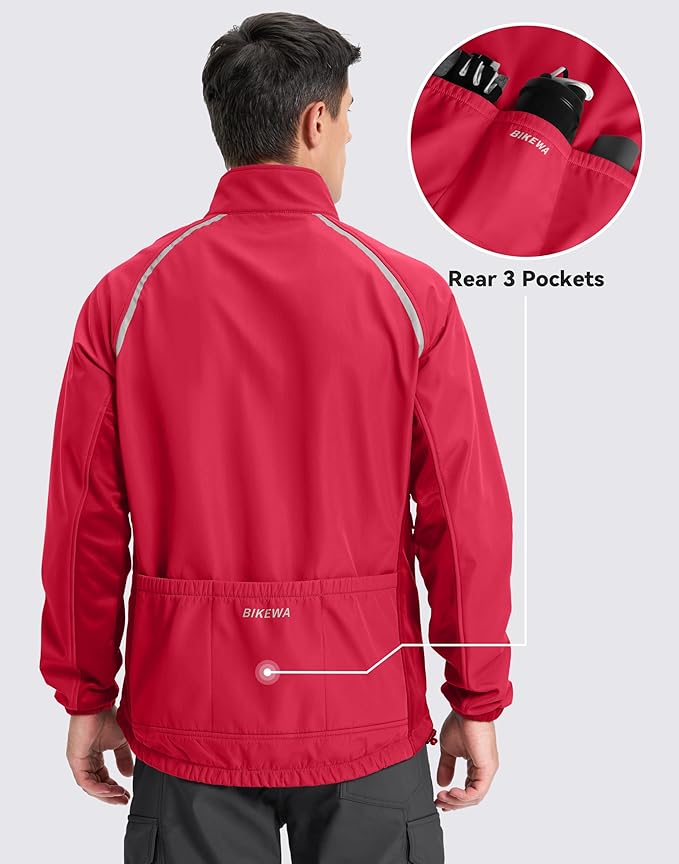 Bikewa Men's Winter Cycling Jackets Thermal Warm Water Resistant Bike Running Windproof Jacket