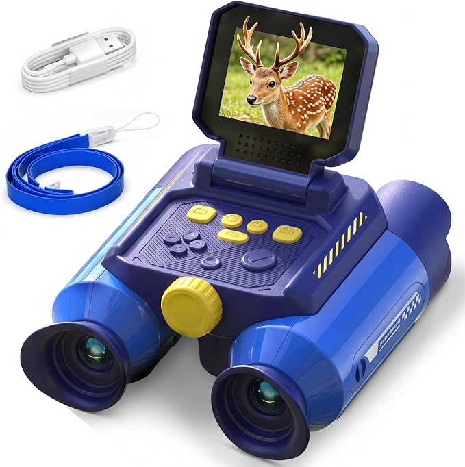 Binoculars for Kids with Night Vision,48MP Photo & 1080P Video(Blue) | 10X Optical Zoom Digital Binoculars with 2.4" IPS Screen, 20 Built-in Games, STEM Outdoor Toys Gift for Boys Girls Age 4-12