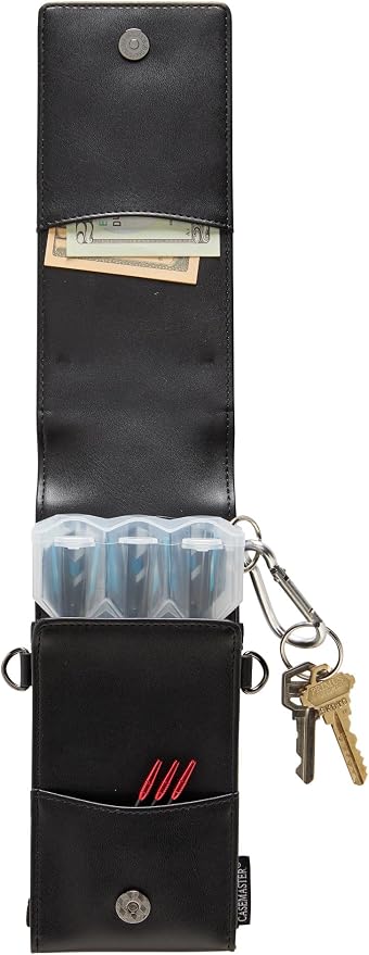 Casemaster Voyager Leatherette Wallet with Nomad Case, Holds 3 Steel Tip or Soft Tip Darts Fully Assembled, Portable Storage Accessories