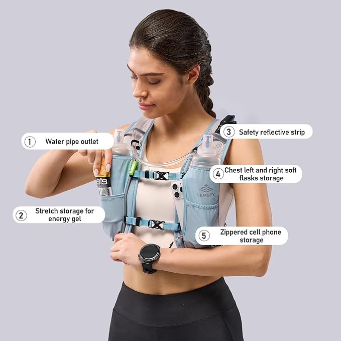 Running Hydration Vest 5L,Running Vest Pack with 1.5L Water Bladder,Lightweight Water Backpack for Hiking Running Cycling