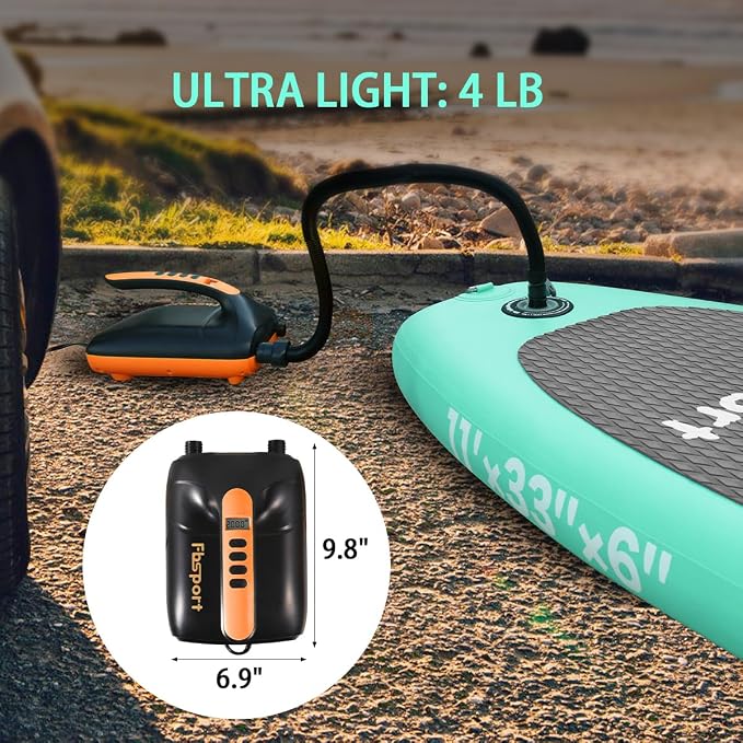 Electric Paddle Board Pump, 20PSI SUP Air Pump with Inflation & Deflation Functions & 12V DC Car Connector, Portable Quick Inflator for Inflatable Paddleboard, Kayaks, Boats and Air Mattresses