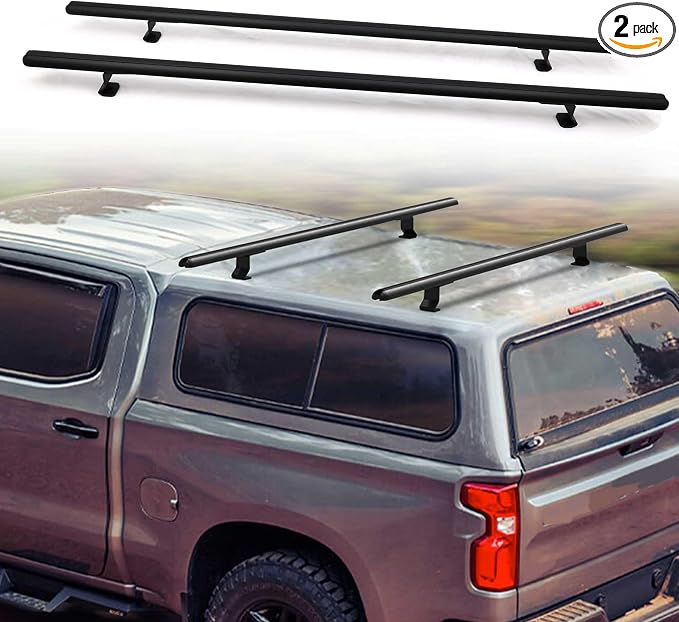 MELIPRON 60" Truck Topper Roof Rack for Pickup Truck Cap, Heavy Duty Aluminum Camper Shell Ladder Rack for Kayak/Canoe, 500lbs, Drilling Required