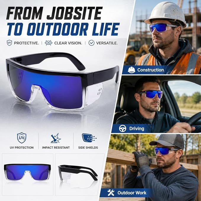 Polarized Safety Sunglasses UV400 Protection ANSI Z87.1 Certified