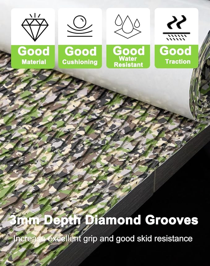 Hjdeck Universal Surfboard Pad EVA Foam Boat Flooring Decking Sheet Self-Adhesive Non-Slip Deck Grip Mat Marine Carpet for Yacht Boat Kayak Decking Golf Cart Fishing Boat RV Surfing Traction Pad