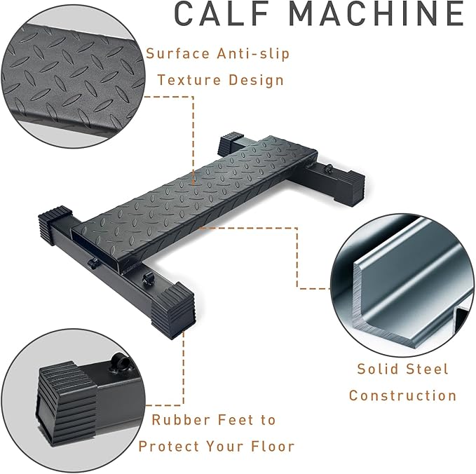 Multifunctional Steel Calf Raise Bar, Wide Standing Calf Raise Block for Calves Stretching, Foot Stretch Platform, Anti-Slip Squat Machine for Home Gym Workout