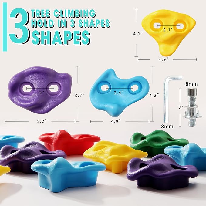 20 PCS Large Rock Climbing Holds for Kids, Large Climbing Holds Adult Rock Wall Holds Climbing Rock Wall Grips for Indoor and Outdoor Playground Play Set with Hardware