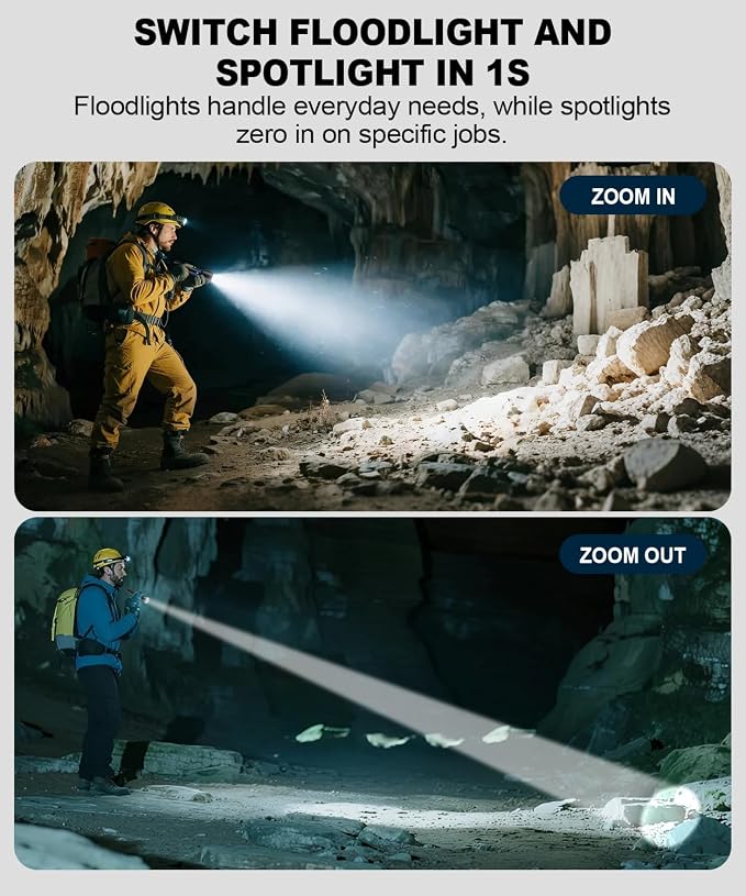 5066 Motion Sensor Detachable Head lamp with Magnet & K2503 3Packs Flashlight High Lumens with 12H Long Life