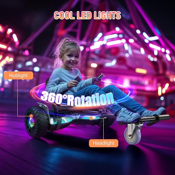 LIEAGLE Hoverboard, 6.5" Self Balancing Scooter Hover Board with Bluetooth Wheels LED Lights for Kids Adults