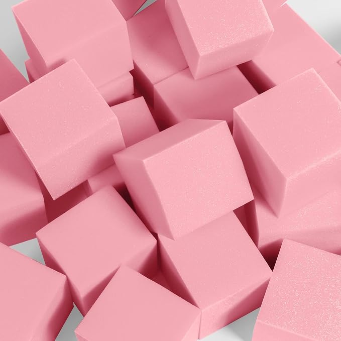 Foam Pit Cubes, 24 PCS 5 Inches Gymnastics Foam Blocks Trampoline Blocks, Multi-Sport Protective Padding for Freerunning, Trampoline, Parkour, Skate Parks & BMX - Pink