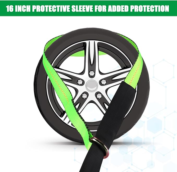 12 Pack Lasso Tow Truck Straps with D Ring 11, 000 Lbs Break Strength D Ring Auto Tie Down Wheel Lift Trailer Strap for Hauling Utv SUV Wrecker Rollback(2" X 12ft)
