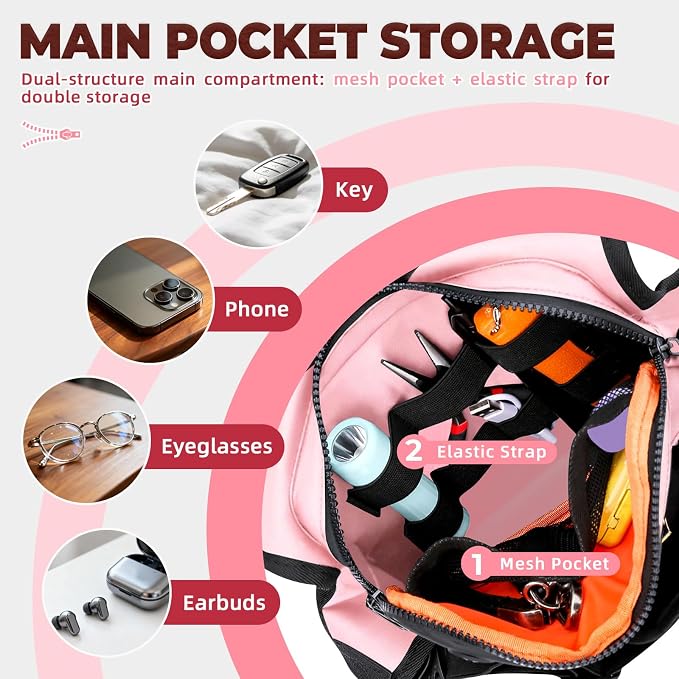 Muserise Sports Chest Bag For Men Women, Water Resistant Lightweight Front Chest Pack, Running Vest Bag With Built-In Phone Holder & Extra Storage For Workouts, Running, Cycling (Pink)
