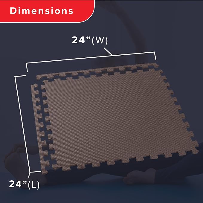 We Sell Mats 1/2 Inch Thickness Multipurpose EVA Foam Floor Tiles, Interlocking Floor Mat for Indoor Gym and Home Use, 24 in x 24 in, Brown, 100 Square Feet (25 Tiles)