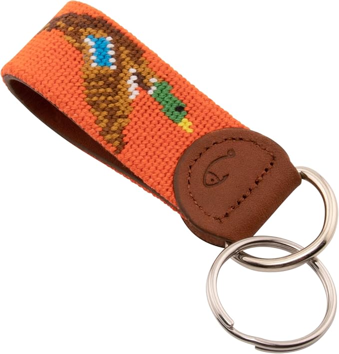 Leather Hand-Stitched Needlepoint Key Fob or Key Chain
