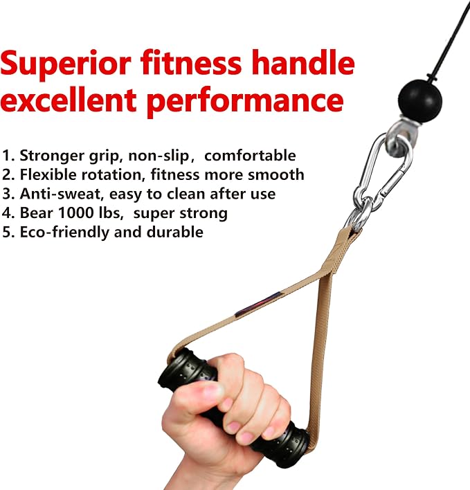 Heavy Duty Gym Workout Handles Attachment for Cable Machine,Resistance Band,Pulley System Home Exercise Equipment, Comfortable and Stronger Grip