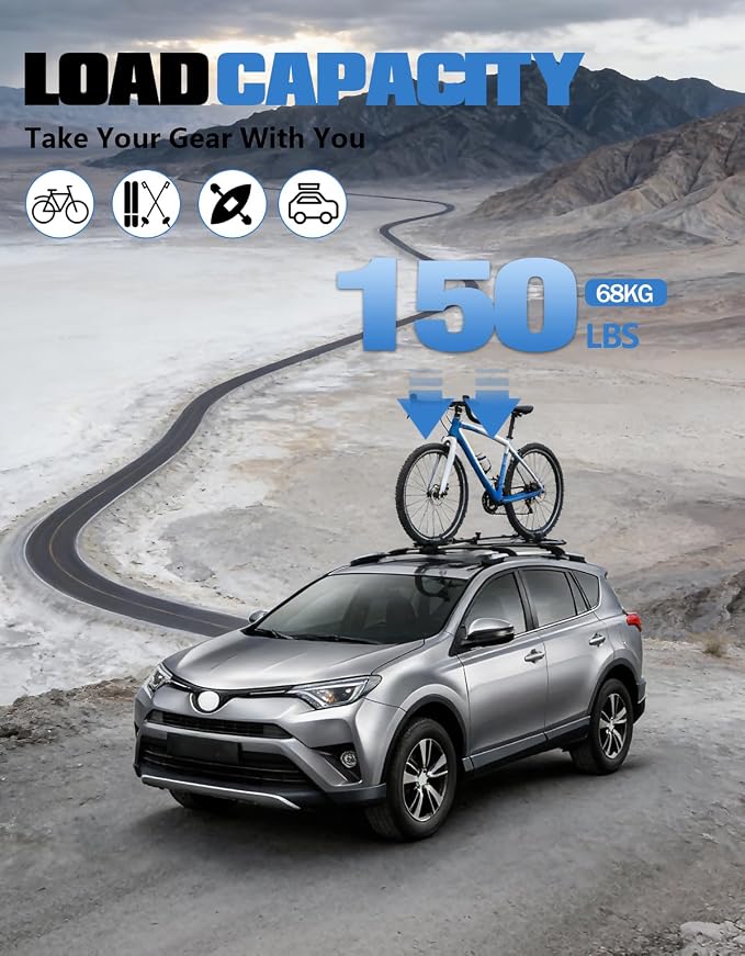FengYu Roof Racks Cross Bars Compatible with Toyota RAV4 2013-2018 with Side Rails, Aluminum Crossbars Luggage Rack Rooftop Cargo Snowboard ski Luggage car Bike Carrier