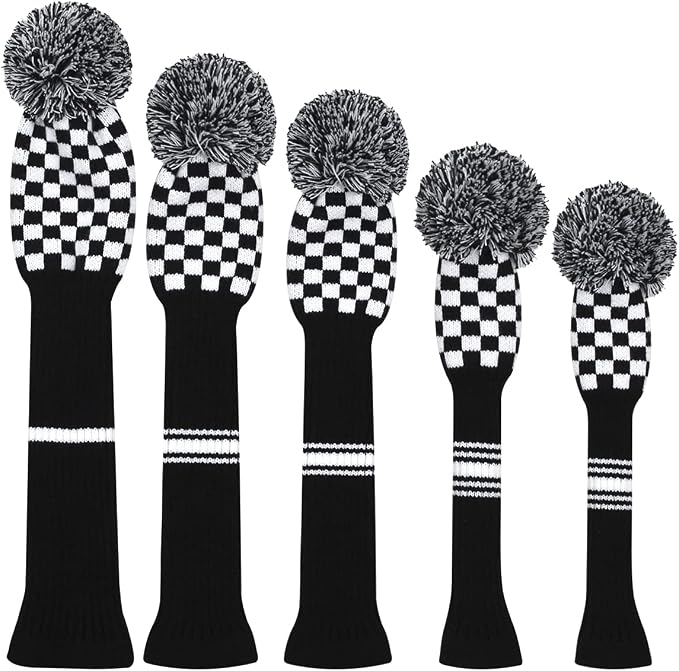 Scott Edward Knit Golf Club Cover for Woods and Driver Set of 5 Head Covers Protect Driver Wood(460cc)* 1 Fairway Wood*2 and Hybrid/UT*2 with Rotating Club Number Tags