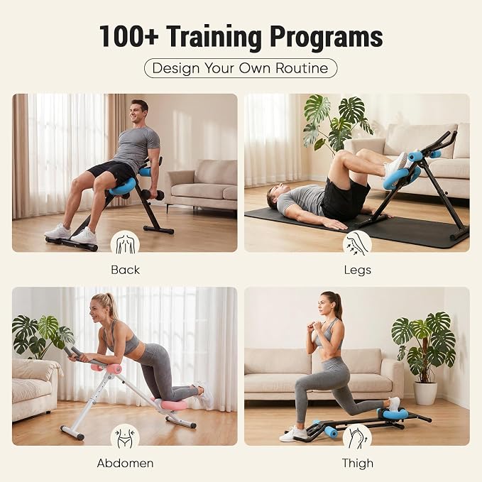 DUMOS Ab Workout Equipment for Home Gym, Exercise Machine Abs Trainer, Full Body Fitness System Adjustable for Abdominal Stomach Training, LCD Display, Knee Protection