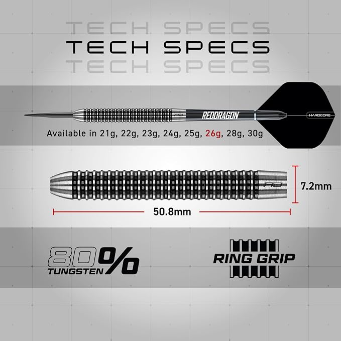 RED DRAGON Pegasus Original | Pegasus Switch Points - Powered by Winmau | Professional Tungsten Darts Set | Steel Tip 21g - 30g | Enhanced Grip & Precision - Flights, Shafts & Case Included