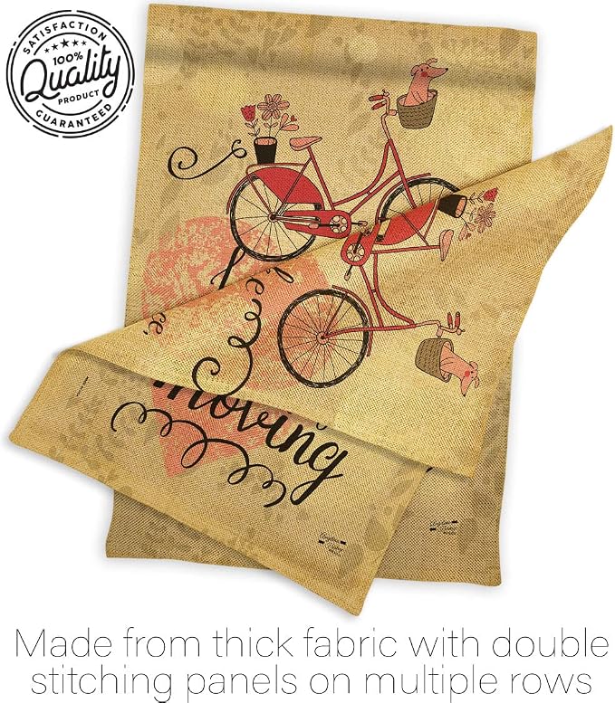 Must Keep Moving Burlap Garden Flag- Set Wall Hanger Sports Cycling Ride Bicycle Bike Velo Entertainment Activity Physical - House Decoration Banner Small Yard Gift Double-Sided Made In USA 13 X 18.5