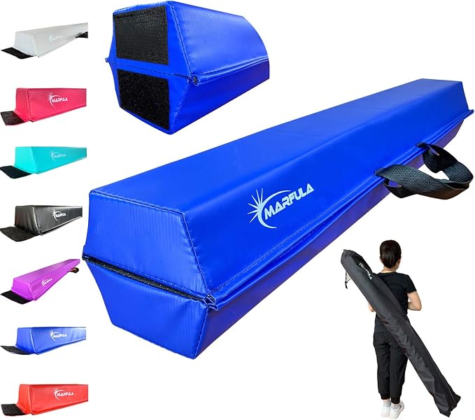 MARFULA Balance Beam - Folding Floor Gymnastics Equipment for Kids, Non Slip Base - 6 FT to 10 FT for Home Gym Use